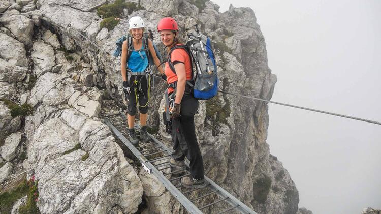 Bruecke Auf Der Gefuehrten Tour Am Mindelheimer Klettersteig