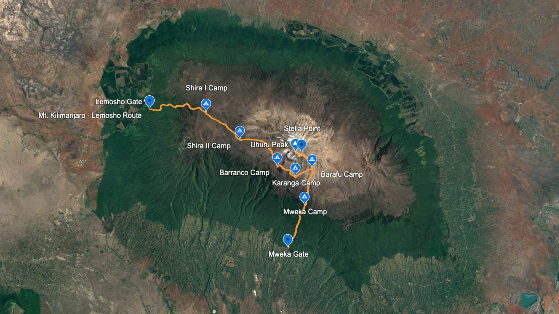 Routenverlauf Lemosho Route Routenverlauf Lemosho Route