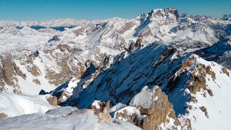 Traum Aussicht In Die Winterlichen Dolomiten Auf Der Schneeschutour Fanes 1